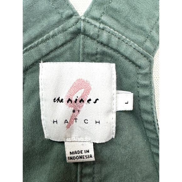 The Nines by Hatch Olive Green Denim Maternity Overalls Size L Casual Postpartum - Picture 6 of 8